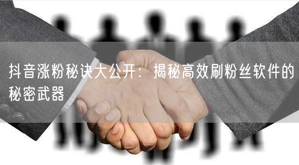 抖音涨粉秘诀大公开：揭秘高效刷粉丝软件的秘密武器