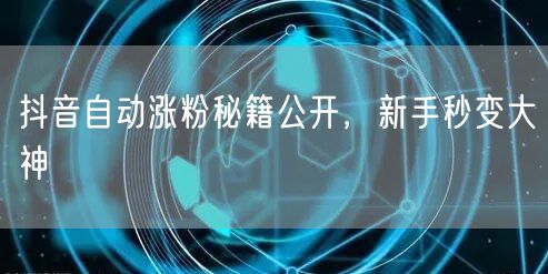 抖音自动涨粉秘籍公开，新手秒变大神