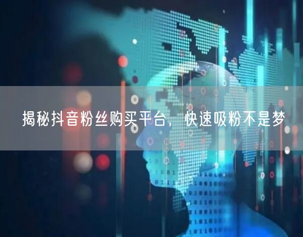 揭秘抖音粉丝购买平台，快速吸粉不是梦